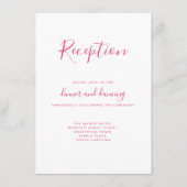 Elegante Roze Minimal Wedding Receptie Kaart (Voorkant)