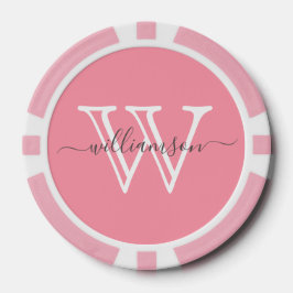 Elegante Roze Minimale Naam en Monogrammed Poker Chips