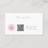 Elegante Roze Minimalist met QR-code Visitekaartje (Achterkant)
