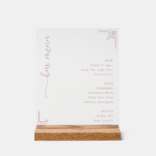 Elegante Roze Minimalistische Bar Menu Acryl Bord