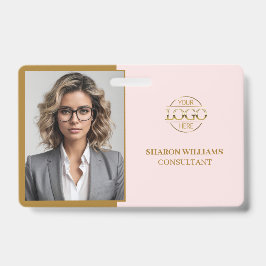 Elegante Roze Minimalistische Bedrijfs Personeelsk Badge