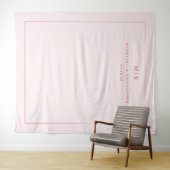 Elegante Roze Minimalistische Initialen Wandkleed (In Situ (horizontaal))