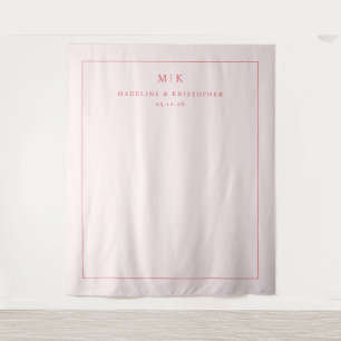 Elegante Roze Minimalistische Initialen Wandkleed