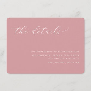 Elegante Roze Minimalistische Kalligrafie Informatiekaartje