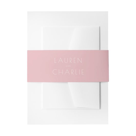 Elegante Roze Minimalistische Namen Uitnodigingen Wikkel (Voorkant Voorbeeld)