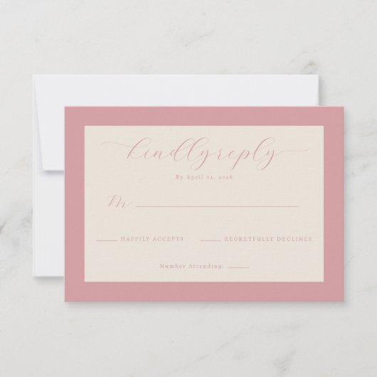 Elegante Roze Minimalistische RSVP Kaartje (Voorkant)