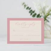 Elegante Roze Minimalistische RSVP Kaartje (Staand voorkant)