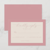 Elegante Roze Minimalistische RSVP Kaartje (Voorkant / Achterkant)