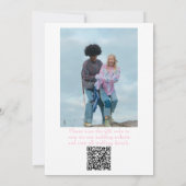 Elegante Roze Minimalistische Trouwfoto QR-code Kaart (Achterkant)