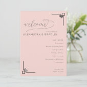 Elegante Roze Minimalistische Trouwkalender Programmakaart (Staand voorkant)
