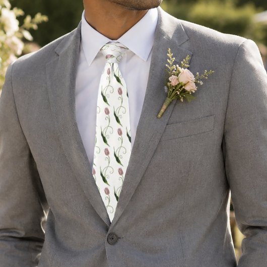 Elegante Roze Minimalistische Tulp Bloem Stropdas