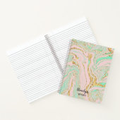 Elegante roze Mint Gold Marbling look Notitieboek (Binnen)