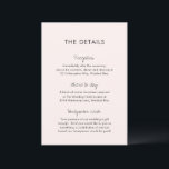 Elegante roze moderne bruiloft informatiekaartje<br><div class="desc">Moderne trouwbehuizing kaart met een eenvoudig en minimaal ontwerp met de koppen in een eigentijds handgeschreven script. De achterkant heeft je monogram. Het kleurenpalet is warm roze en kan worden gewijzigd in het ontwerpbewerkingshulpmiddel. Dit eigentijdse ontwerp werkt goed voor elke stijl van bruiloft.</div>