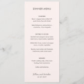 Elegante roze moderne bruiloft menu (Voorkant)