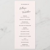 Elegante roze moderne bruiloft programmakaart (Voorkant)