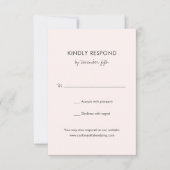 Elegante roze moderne bruiloft RSVP kaartje (Voorkant)