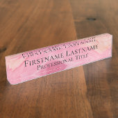Elegante roze moderne marmeren acryl naambordje (Zijkant)