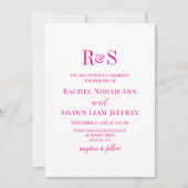 Elegante Roze Moderne Monogram Huwelijk Kaart (Voorkant)