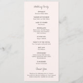 Elegante Roze Moderne Trouwdag Programmakaart (Achterkant)