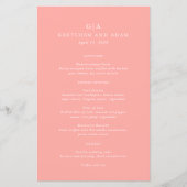 Elegante roze moderne trouwmenu (Voorkant)