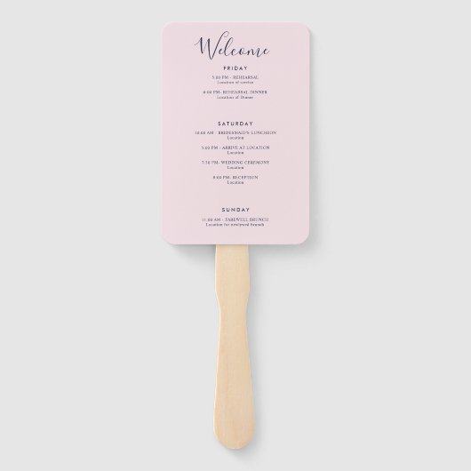 Elegante roze moderne welkomstroute handwaaier (Achterkant)