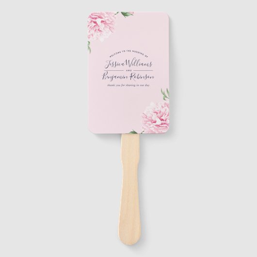 Elegante roze moderne welkomstroute handwaaier (Voorkant)