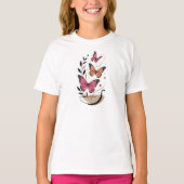 Elegante Roze Monarchvlinders Boho Kunst T-shirt (Voorkant)