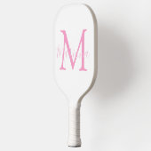 Elegante Roze Monogram & Aangepaste Naam Minimalis Pickleball Paddle (Links)