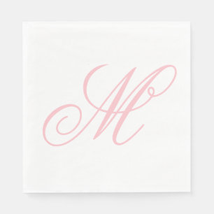 Elegante Roze Monogram Beginletter Servet