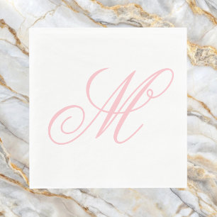 Elegante Roze Monogram Beginletter Servet
