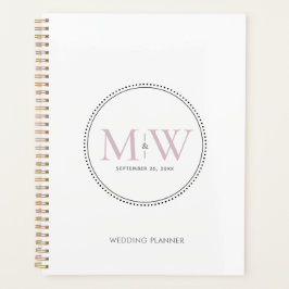 Elegante Roze Monogram Huwelijk Planner
