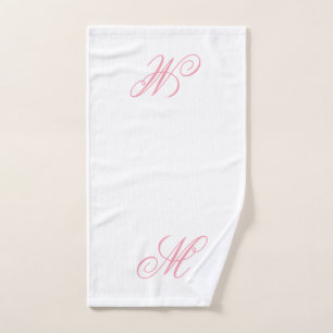 Elegante Roze Monogram Initiaal Handdoek