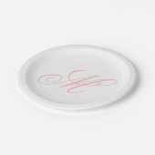 Elegante Roze Monogram Initiaal Papieren Bordje (Gekanteld)
