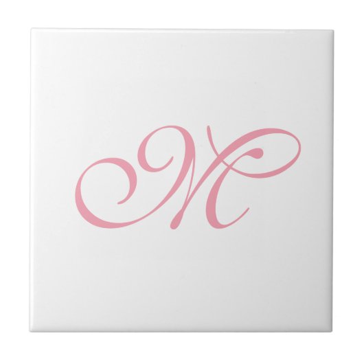 Elegante Roze Monogram Initiaal Tegeltje (Voorkant)