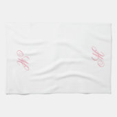 Elegante Roze Monogram Initiaal Theedoek (Horizontaal)
