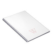 Elegante Roze Monogram Initiaal Wit Notitieboek (Rechterzijde)