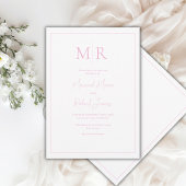 Elegante Roze Monogram Moderne Trouwdag Kaart