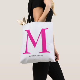 Elegante Roze Monogram Naam Tote Bag