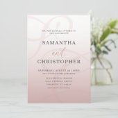 Elegante Roze Monogram Script Bruiloft Kaart (Staand voorkant)