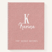 Elegante roze monogram script naam recept notitieboek (Voorkant)