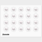 Elegante Roze Monogram Terugadres Ronde Sticker (Vel)