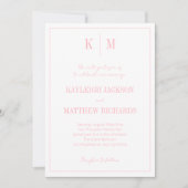 Elegante Roze Monogram Trouw Kaart (Voorkant)