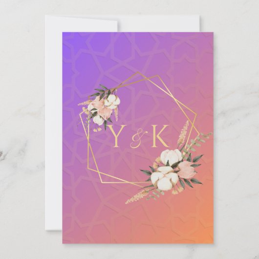 Elegante roze Moslim Nikah Uitnodiging (Achterkant)