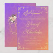 Elegante roze Moslim Nikah Uitnodiging (Voorkant / Achterkant)