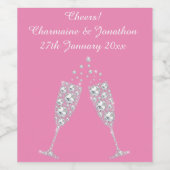 ELEGANTE ROZE Mousserende Wijn GLAS WIJNETIKET Etiket (Enkel label)