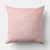 Elegante Roze Mr en Mrs Script Trouw Kussen (Voorkant)