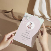 Elegante Roze Munt Boog Doop voor Baby Girl Kaart