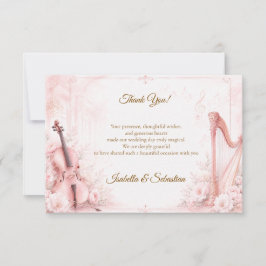 Elegante Roze Muzikale Bruiloft Bedankkaart