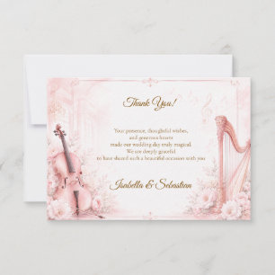 Elegante Roze Muzikale Bruiloft Bedankkaart