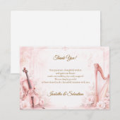 Elegante Roze Muzikale Bruiloft Bedankkaart (Voorkant / Achterkant)